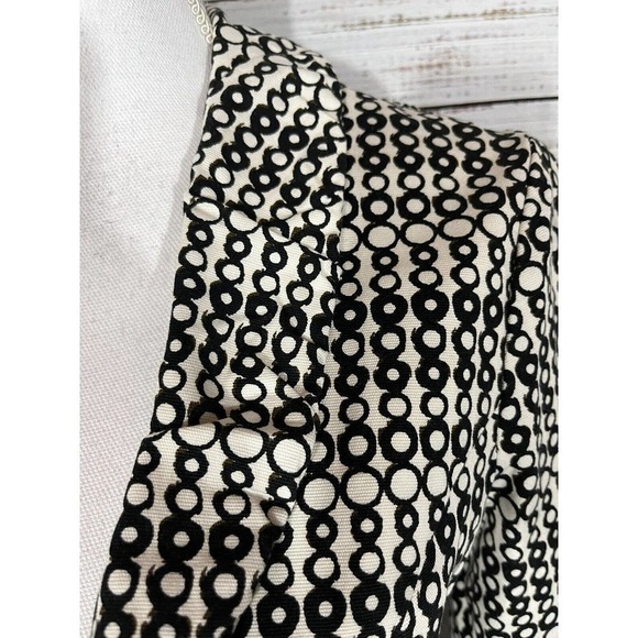 Cabi Blazer Jacket size 4 Black Ivory Circles Stretch Career Casual Collar Boho - Picture 4 of 11
